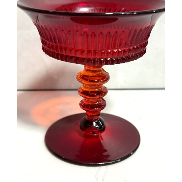 Set of 4 1920s Vintage Fenton Ruby Red Lincoln Inn Sherbet Glasses Stemware - Picture 7 of 9